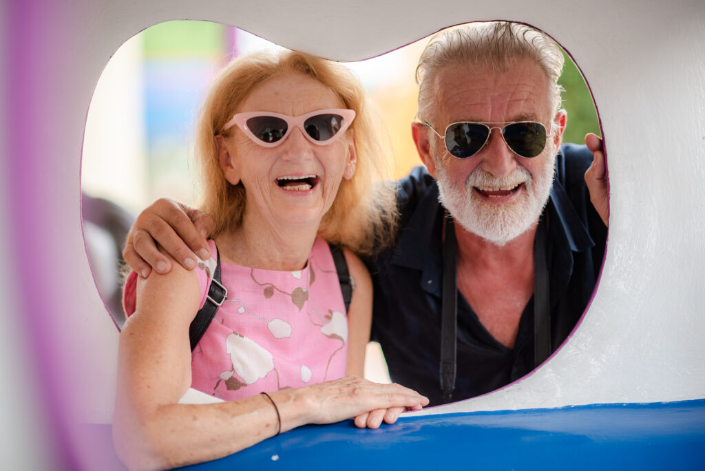 elderly senior couple having fun