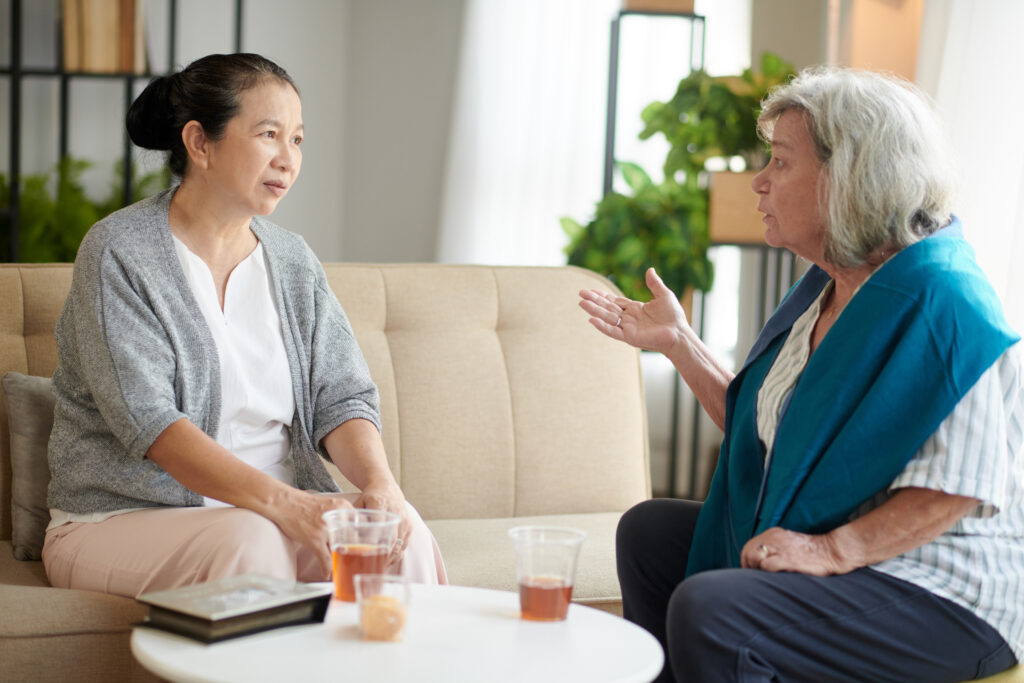 senior women discussing topics