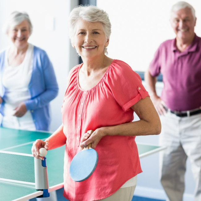 Seniors playing table tennis